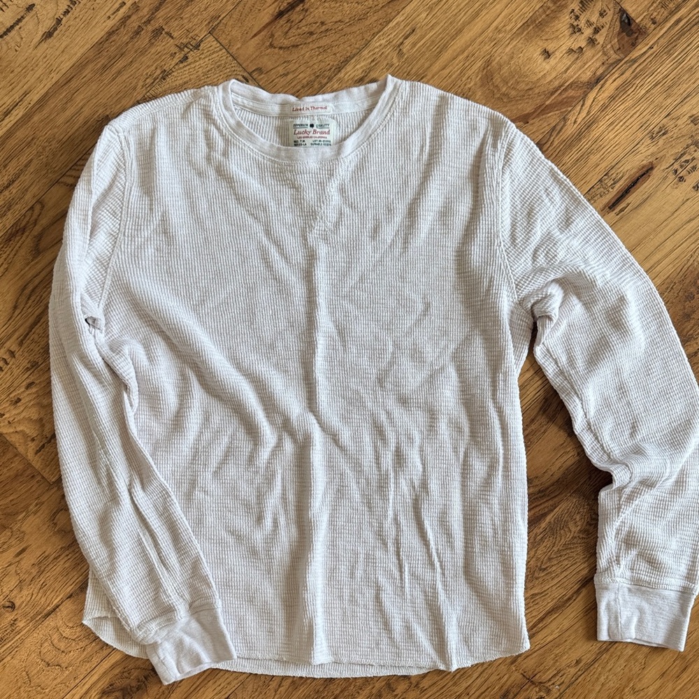 Lucky Brand Men's Henley Long Sleeve Shirt Cream
